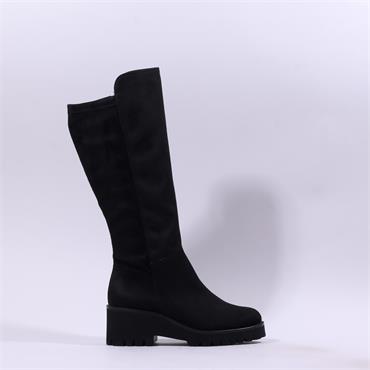 Paul Green Chunky Sole Knee High Boot - Black Suede